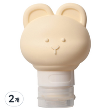 Gold Pang 矽膠小熊化妝品旅行用分裝瓶 80ml, 2個, 小熊奶油色