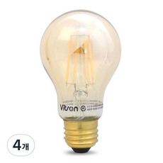 비츠온 LED 에디슨 전구 A60 4W, 전구색, 4개