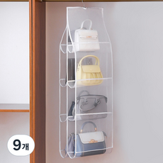 코지웰 옷장 걸이형 가방 수납 보관함 4단 8칸, 화이트, 9개