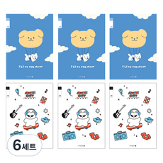 morning glory Chaeum Note 國小3-6年級 無標題 21行 2款 x 3入 A套組, 6套, 飛天狗狗 + 搖滾巨星貓