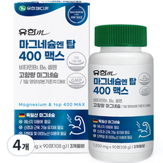 유한메디카 마그네슘 엔 탑 400 맥스 108g, 90정, 4개