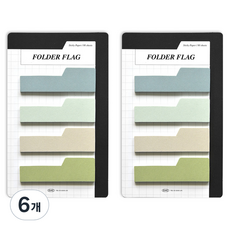 플레픽 코멘터리 플래그 점착식 메모지, 폴더피스타치오, 80매, 6개