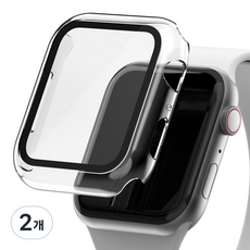 아이몰 애플워치 9H 강화유리 풀커버 프레임 케이스, 투명, 2개
