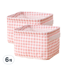 미네뜨 코튼 패브릭 바구니, 핑크, 6개