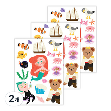 세컨드맨션 쥬시베어 동화 리무버 스티커, 인어공주, 2개