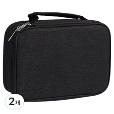 City Company 多用途大容量帆布色鉛筆文具筆袋收納包, 黑色, 2個