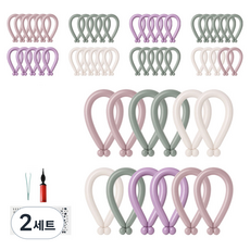 피앤비유니티 요술풍선 50p + 펌프 + 레터링스티커 +스티커집게 세트, 그레이티 파스텔 혼합4색, 2세트