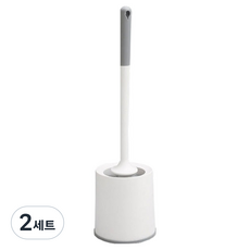 Saenghwalgongsik 超強力耐用刷毛圓筒+馬桶刷組, 白色, 2套