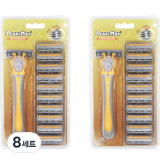 pearlmax Dewitree PEARL MAX 3層一次性刮鬍刀 黃色+替換刀片組, 8組