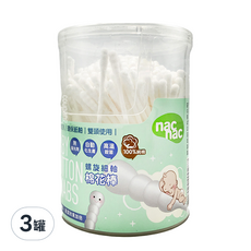 nac nac 螺旋細軸棉花棒, 200支, 3罐