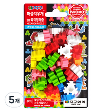 이와코 지구화학 38 육각형 퍼즐 지우개, 혼합색상, 5개