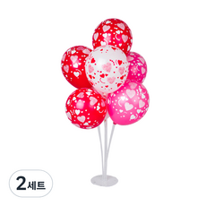 PARTYSHOW 氣球支架裝飾組70cm 印刷, 混合愛心, 2套