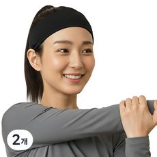 몽블랙 남자 여자 땀흡수 마라톤 헬스 런닝 운동 스포츠 헤어밴드 ST3, BLACK, 2개