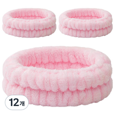 Nalli Sisters 簡約洗臉髮帶, 12個, 16 粉紅色 三線