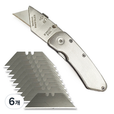 EMPIRE 專業用折疊式多用途不鏽鋼刀 FOLD4500 + 刀片 11p 套組, 單一顏色, 6個