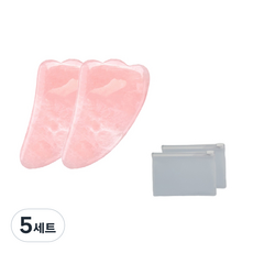 按摩刮痧板+收納包, 5組, 玫瑰石英款