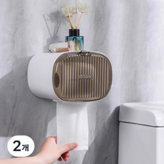 Mondspot 浴室不透明防水免打孔廁所衛生紙架 簡約置物架收納盒 YN020, 白色, 2個