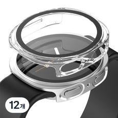 누아트 변색없는 풀커버 하드케이스, 실버 + 투명, 12개