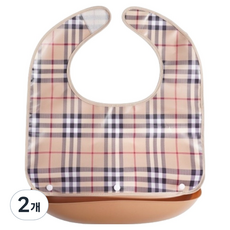 成人用防水用餐輔助圍兜 短版, 2個, 卡其色