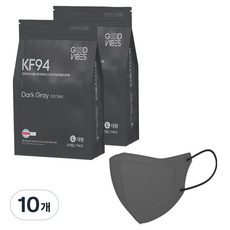 굿바이브스 마스크 대형 KF94, 다크그레이, 10개, 25개입