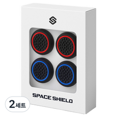 스페이스쉴드 닌텐도 스위치 2 조이콘 호환 블랙 라인 엠보 실리콘 스틱 캡 2종 x 2p 세트, 블랙블루, 블랙레드, 2세트