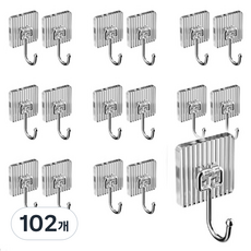리얼피키 다용도 칼라 벽걸이 후크 걸이 A 타입, 투명, 102개