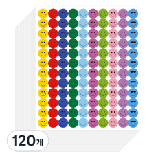 모던앳 스마일 원형 칭찬 스티커, 레인보우, 120개