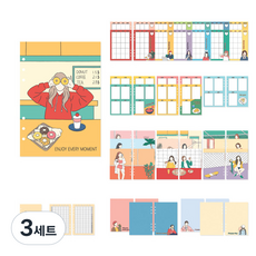 모노라이크 폴인뉴트로 6공 다이어리 리필 표지 + 만년형 내지 Doughnut, 3세트