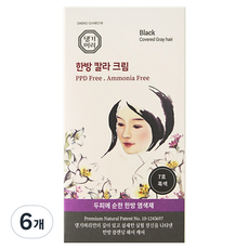 댕기머리 한방 염색약, 7호 흑색, 6개