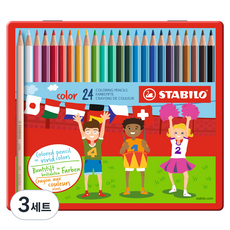 스타빌로 스타빌로 컬러 24색 색연필 메탈박스 세트, 3세트