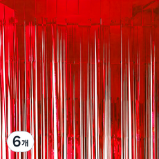 Uncle Kim 派對裝飾 派對流蘇 銀箔窗簾, 紅色, 6個