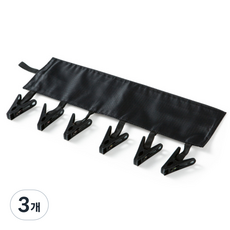 마켓감성 욕실 6집게 수건걸이, 블랙, 3개