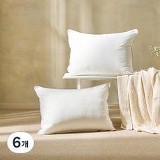 Hugard 蓬鬆柔軟的純棉枕頭, 6個, 白色