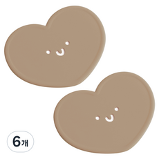 에이드엘 펀칭하트 실리콘 컵받침, 샌드베이지, 6개