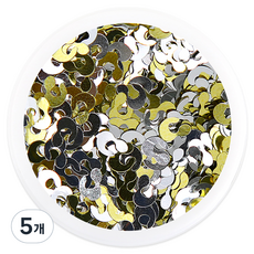 젤로젤로 레오파드 호피 네일 글리터, GL115 실버 골드, 5개