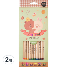 LINE FRIENDS 角色木質色鉛筆 隨機出貨, 12色, 2個