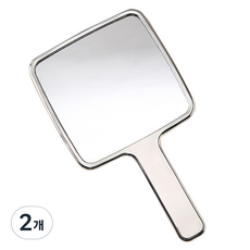 Gold Pang 便攜式公主方形大手持鏡, 銀色, 2個