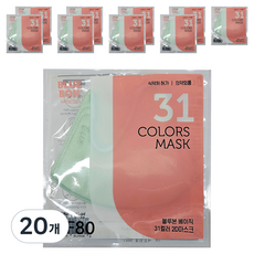 블루본 베이직 투디 마스크 소형 KF80, 1개입, 20개, 애플민트