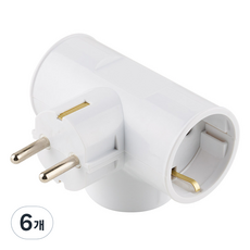 보에담 T자형 멀티탭 3구, 87mm, 화이트, 6개