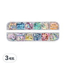 소프트 자개 네일 파츠 12종 세트, 혼합색상, 3세트