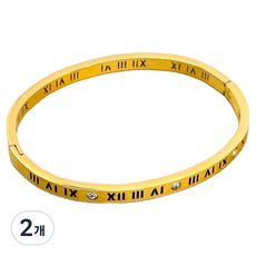 Firstriver 簡約時尚手鍊 羅馬數字金色 4mm, 2個