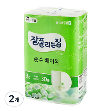 잘풀리는집 순수 베이직 3겹 화장지, 27m, 30롤, 2개