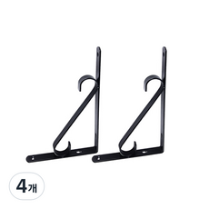 E.T.SHOP 單層S型置物架, 黑色, 4個