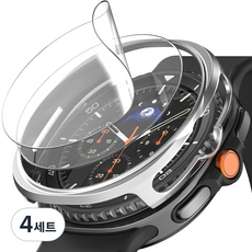 누아트 갤럭시워치 호환 커버 케이스 + 액정보호필름 2p 세트, 실버, 4세트