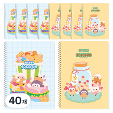 다다 소소펀 영어 넓은칸 스프링노트, 랜덤발송, 40개