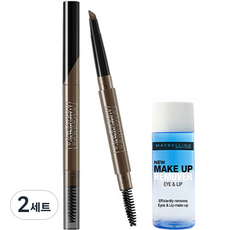 메이블린 NEW 울트라 플러피 브로우 펜슬 0.2g + 아이 앤 립 리무버 20ml 세트, 다크브라운(브로우), 2세트