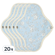 Wizlly 防水棉布衛生棉 白花藍色, 中型(18.5*25cm), 1片, 20片