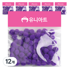 유니아트 1000 퐁퐁 12mm, 보라, 12개