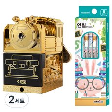 monAmi TITI Hi-Shapa 削鉛筆機 KI-200G + Monijou B鉛筆 5入組, 金色(削鉛筆機), 混合顏色(鉛筆), 2套