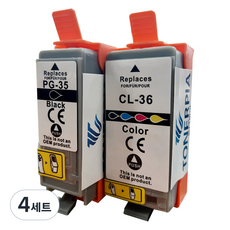 토너피아 캐논 호환잉크 PGI-35 BK + CLI-36 C 세트, 블랙, 컬러, 4세트